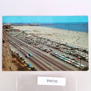 Santa Monica California 1960s Postcard CA PC Sandy Beaches Cars 1965